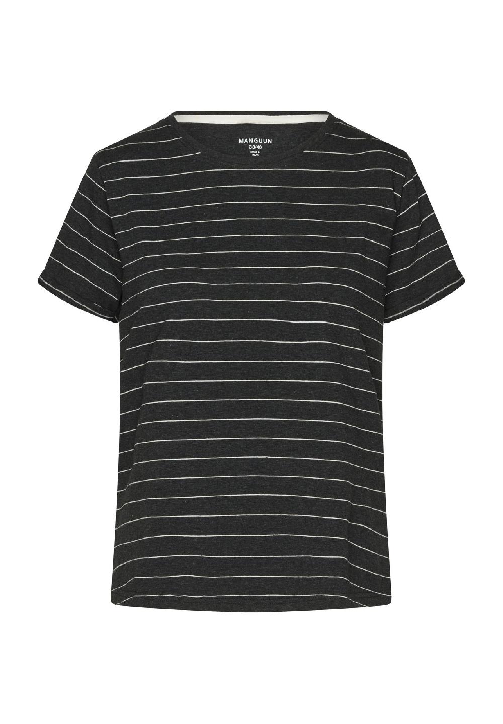 MANGUUN Schlafshirt Kurzarm gestreift Baumwoll-Mix für Damen