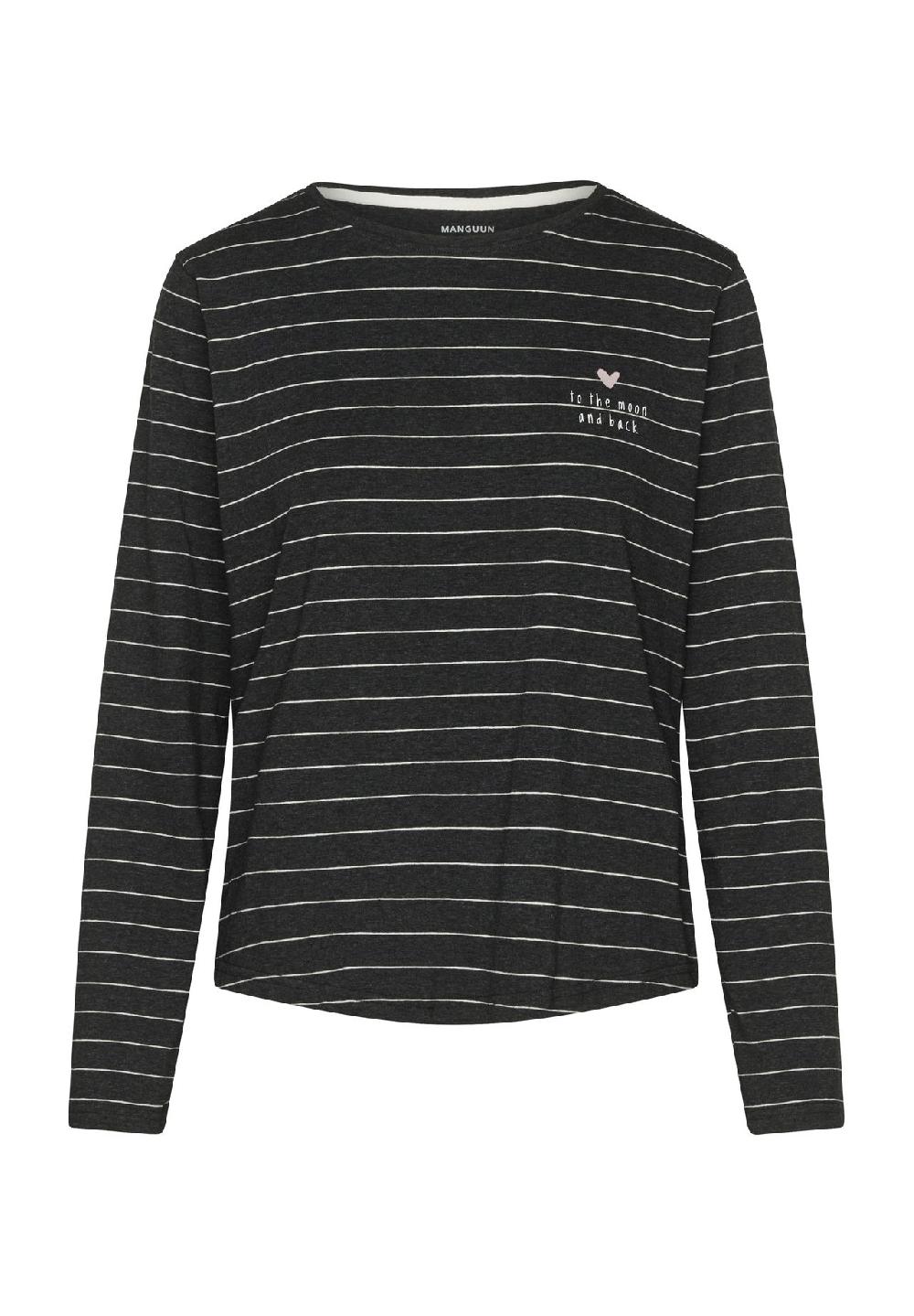 MANGUUN Schlafshirt Langarm gestreift für Damen