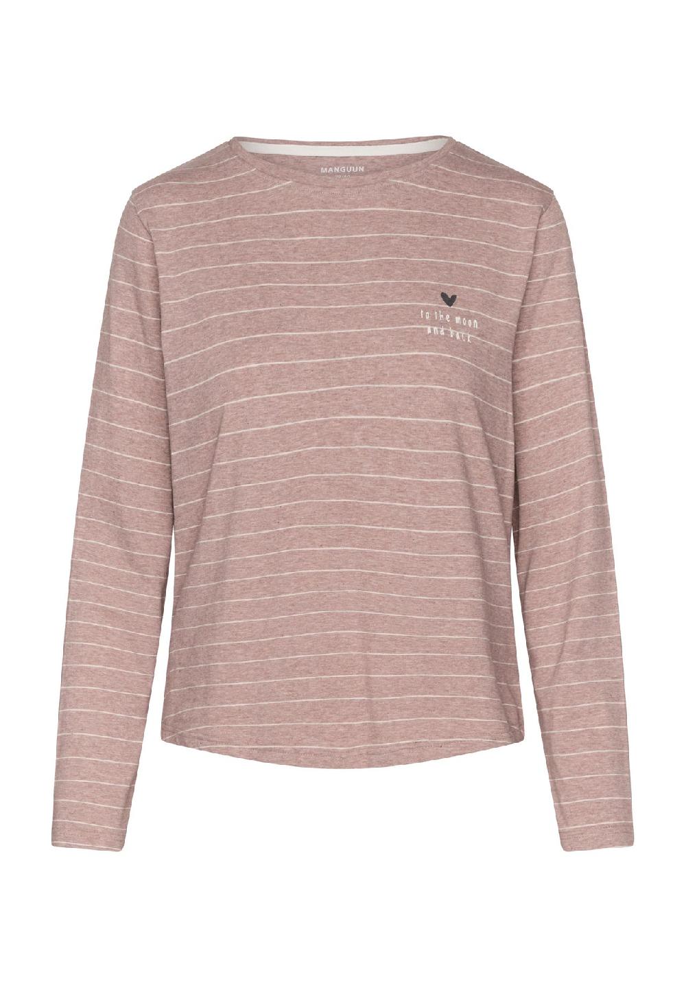 MANGUUN Schlafshirt Langarm gestreift für Damen