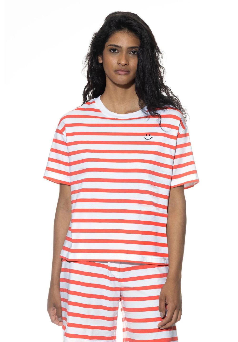 Mey Summer Stripes Schlafanzug-Oberteil Kurzarm Stickerei Für Damen