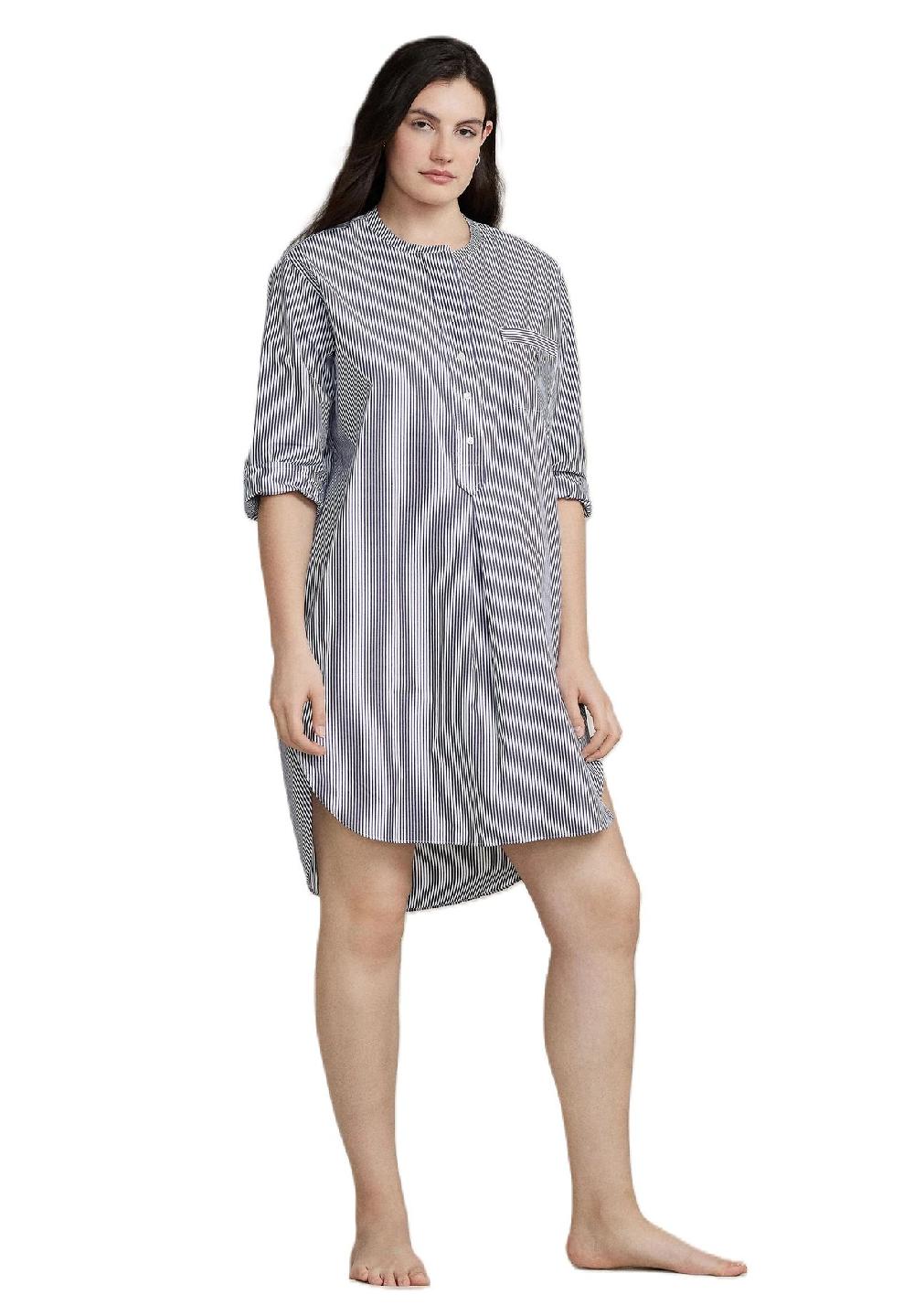 POLO RALPH LAUREN Nachthemd Henley-Kragen Streifen Brusttasche Für Damen