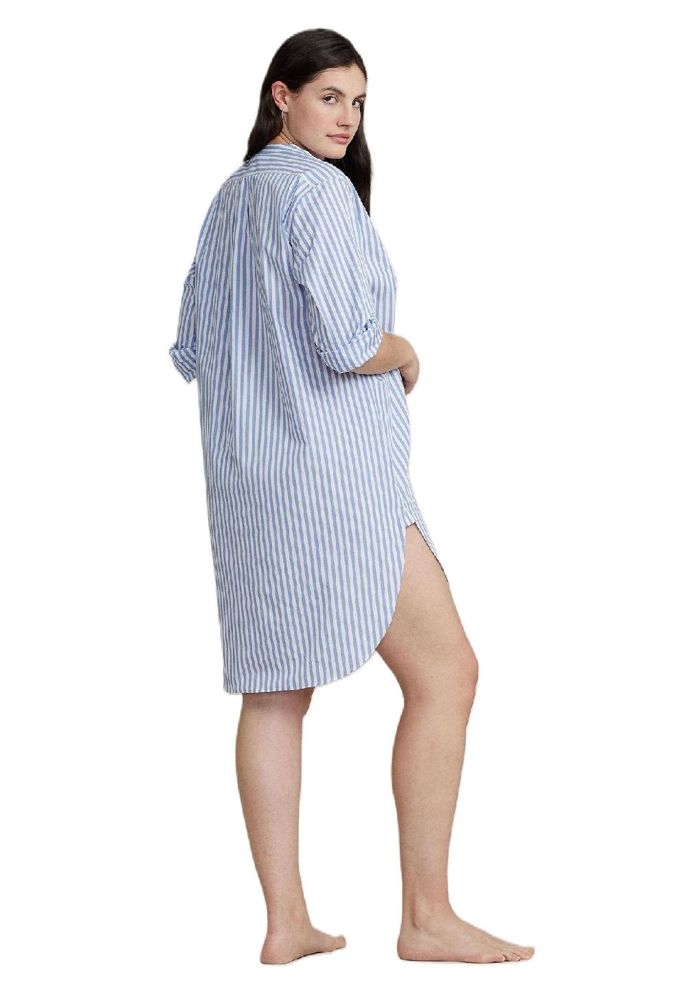 POLO RALPH LAUREN Nachthemd Henley-Kragen Streifen Brusttasche Für Damen