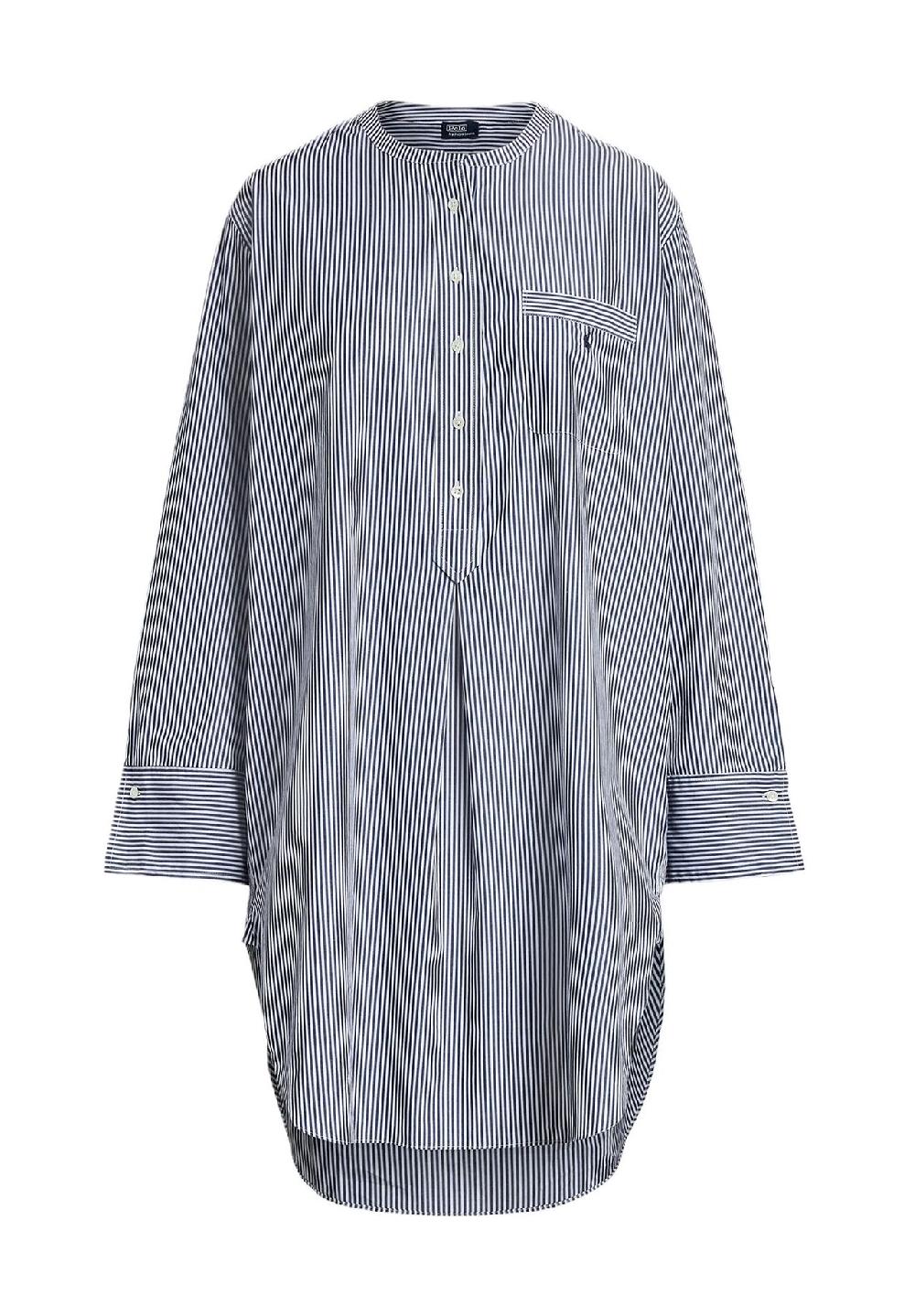 POLO RALPH LAUREN Nachthemd Henley-Kragen Streifen Brusttasche für Damen