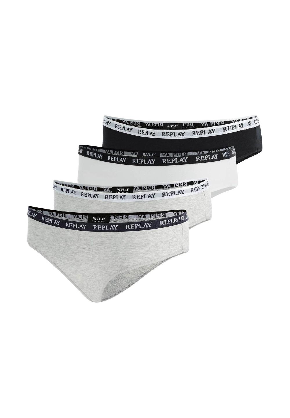 REPLAY Damen Slips 4er Pack - Slip Logobund Baumwollmischung