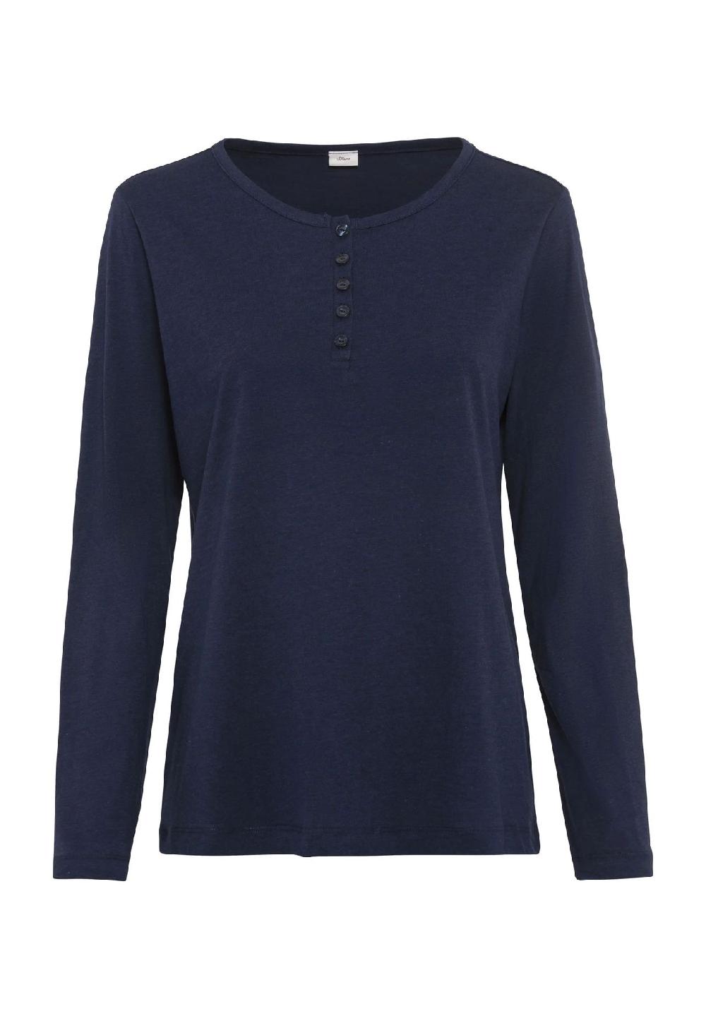 s.Oliver Perfect Nights Schlafanzug-Oberteil Henley-Ausschnitt für Damen