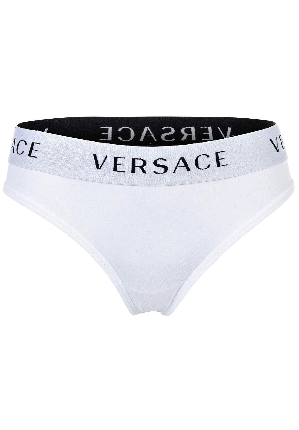 VERSACE Damen Slips 3er Pack - Unterwäsche Unterhose Baumwolle Logobund Einfarbig