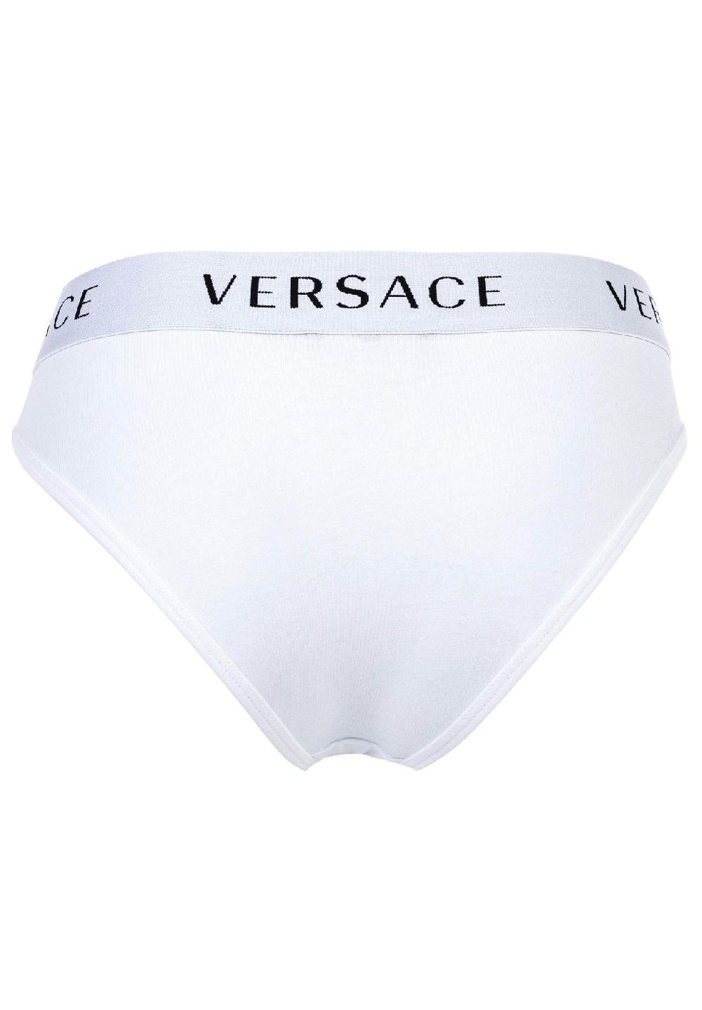 VERSACE Damen Slips 3er Pack - Unterwäsche Unterhose Baumwolle Logobund Einfarbig
