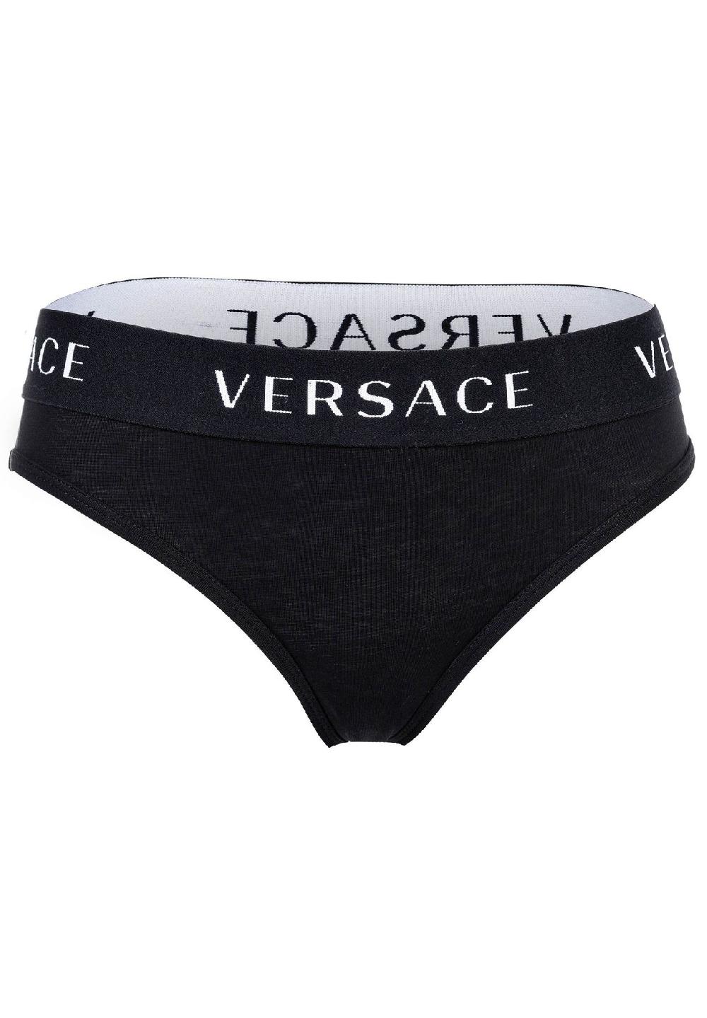 VERSACE Damen Slips 3er Pack - Unterwäsche Unterhose Baumwolle Logobund Einfarbig