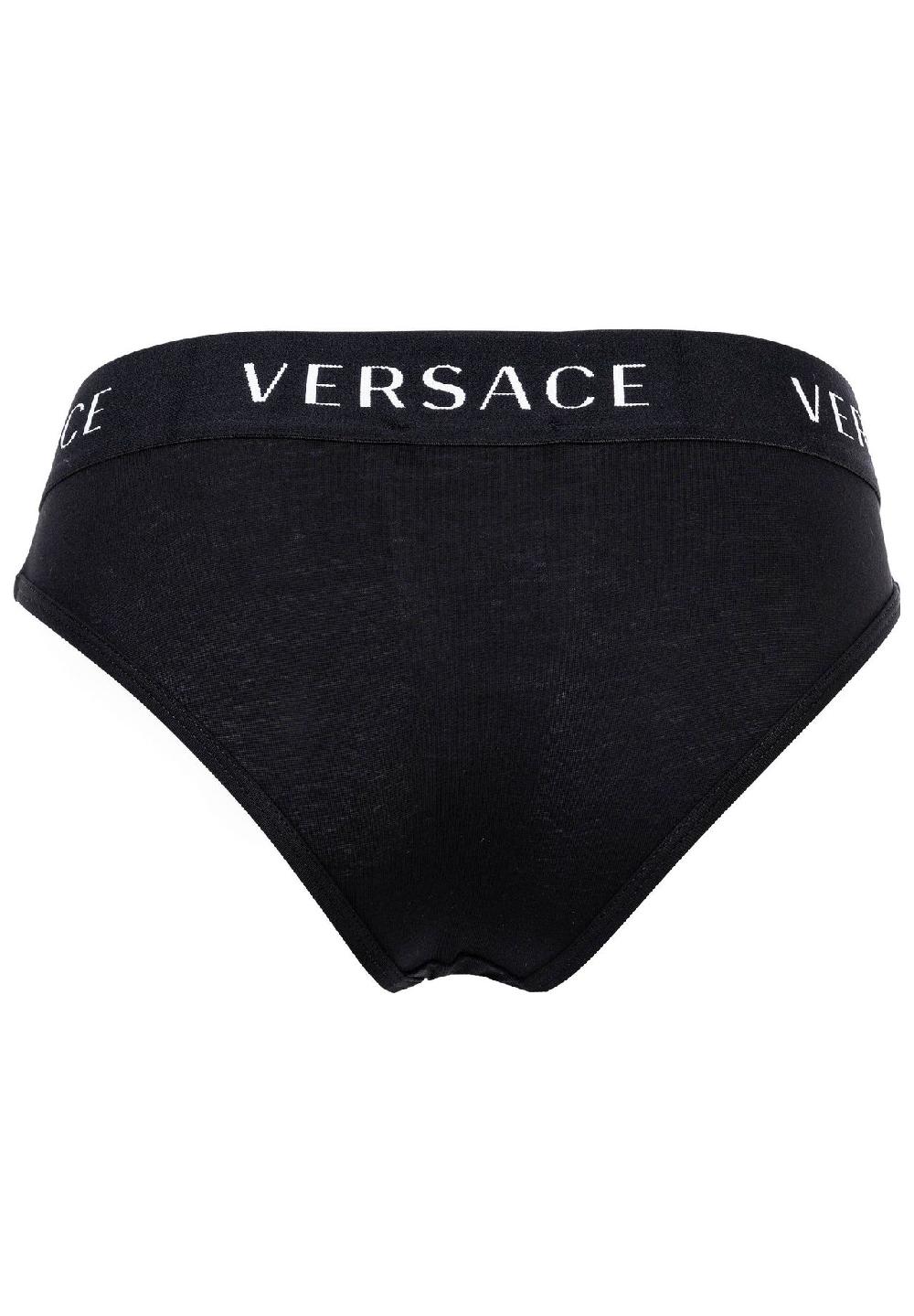 VERSACE Damen Slips 3er Pack - Unterwäsche Unterhose Baumwolle Logobund Einfarbig