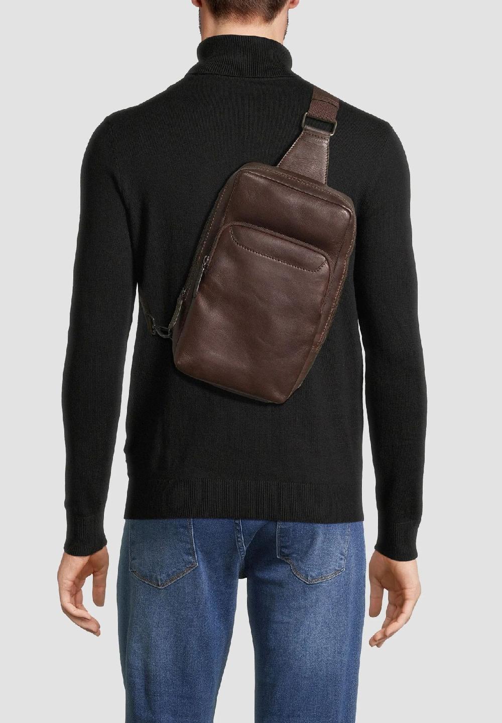 DUNMORE Umhängetasche Leder Reißverschluss