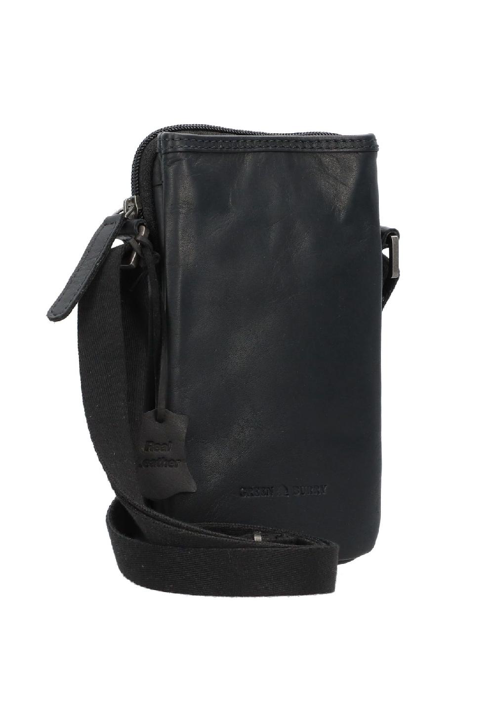 GREEN BURRY Pure Black Pure Black Handytasche Leder 11 Cm