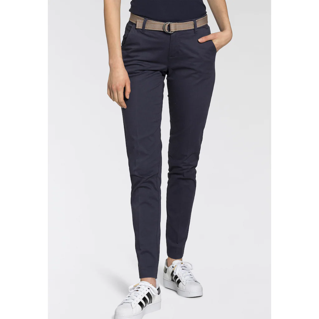 AJC Chinohose (2 tlg.) in lässiger Form mit konstrastfarbendem Gürtel