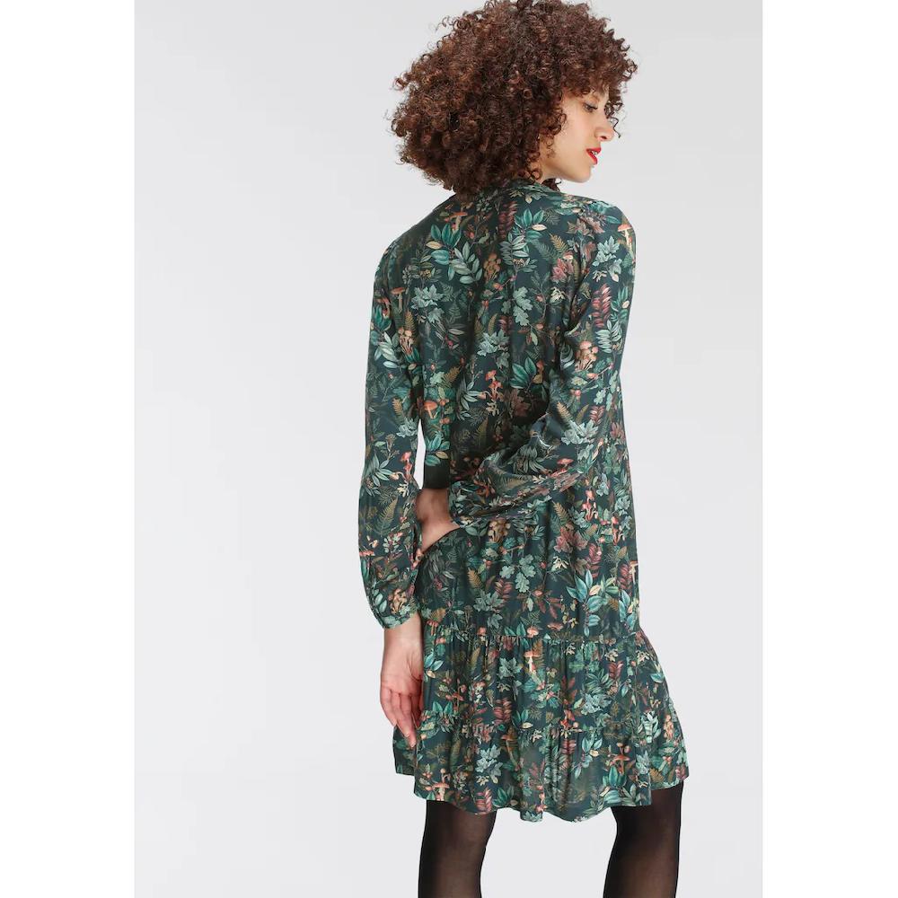 AJC Hemdblusenkleid Kniefrei Elegant Aus Viskose Langarm Mit 1-Knopf-Manschette