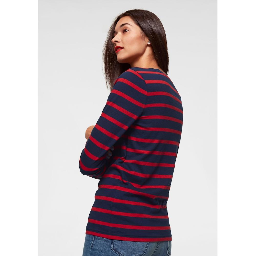 AJC Langarmshirt Gestreift Rundhalsausschnitt Aus Baumwolle Aus Single Jersey