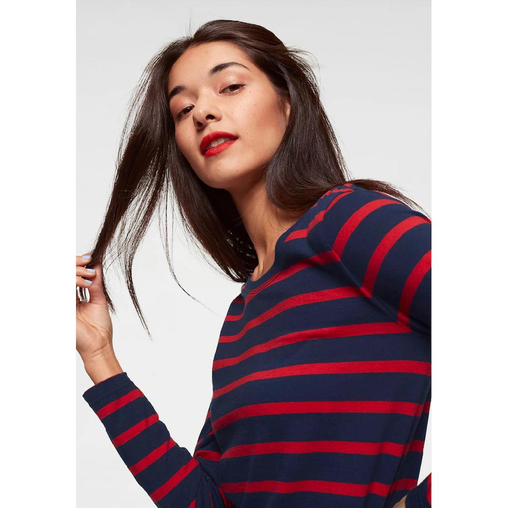 AJC Langarmshirt Gestreift Rundhalsausschnitt Aus Baumwolle Aus Single Jersey