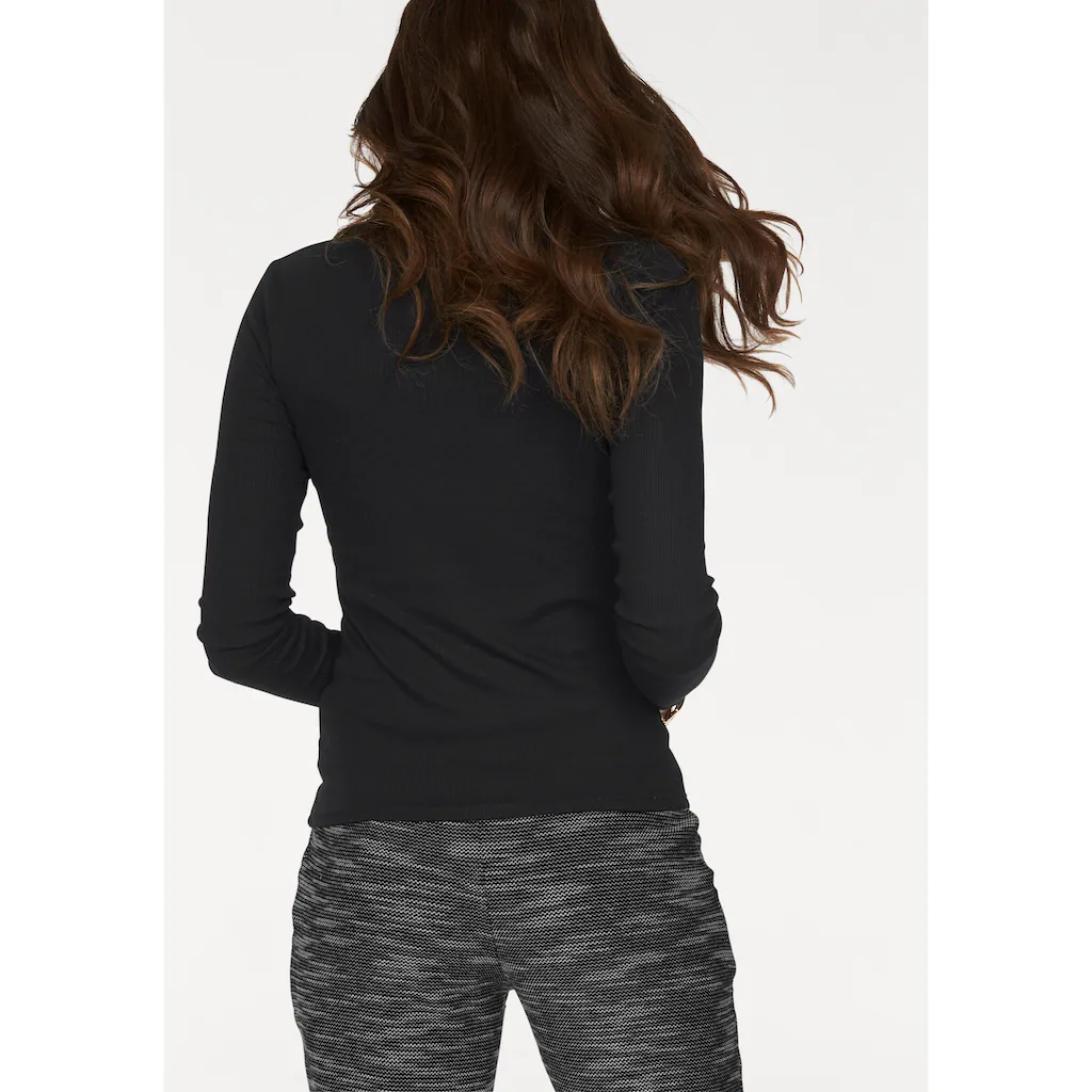 AJC Langarmshirt Langärmelig Basic-Stil Stehkragen Ideal Für Büro Und Freizeit