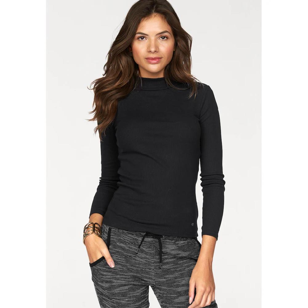 AJC Langarmshirt langärmelig Basic-Stil Stehkragen ideal für Büro und Freizeit