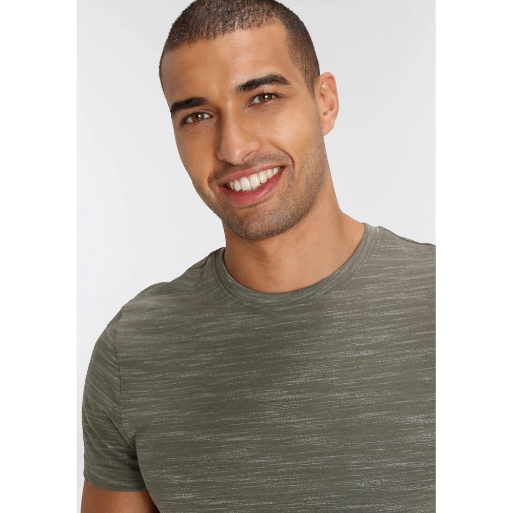 AJC T-Shirt Kurzarm Regular Fit Meliert Rundhalsausschnitt ▷ Für