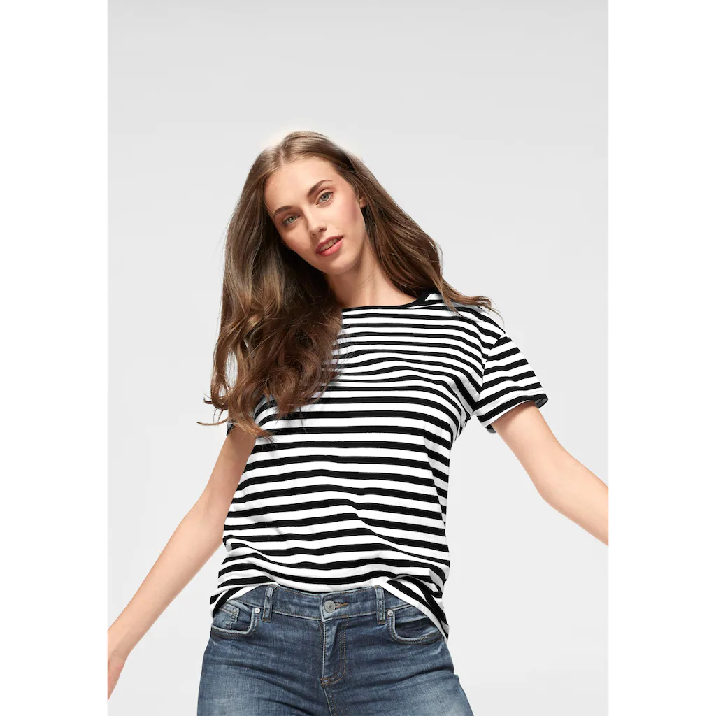 AJC T-Shirt Kurzarm taillierter Schnitt gestreift Rundhalsausschnitt