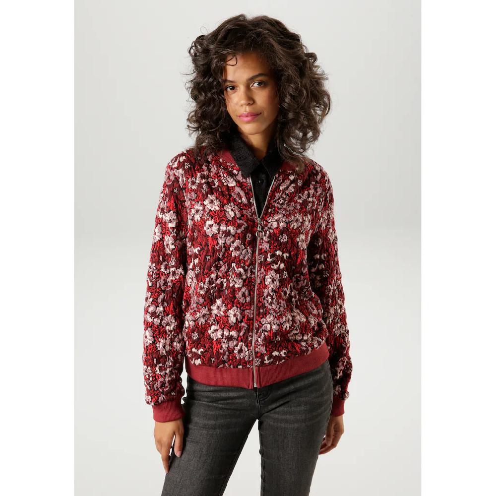 Aniston CASUAL Blouson mit kunstvollem Blumenmuster - jedes Teil ein Unikat