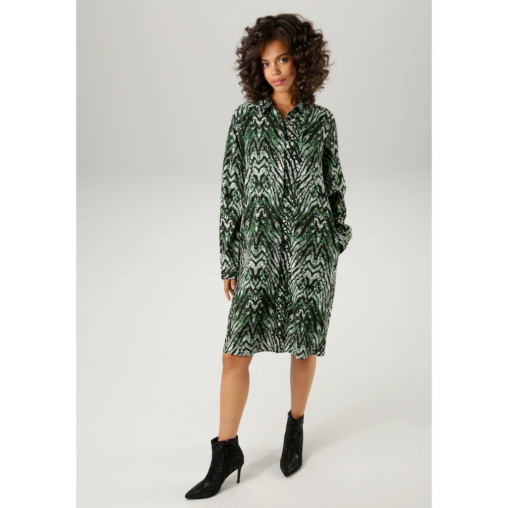 Aniston CASUAL Blusenkleid im extravaganten Animal-Print- jedes Teil ein Unikat