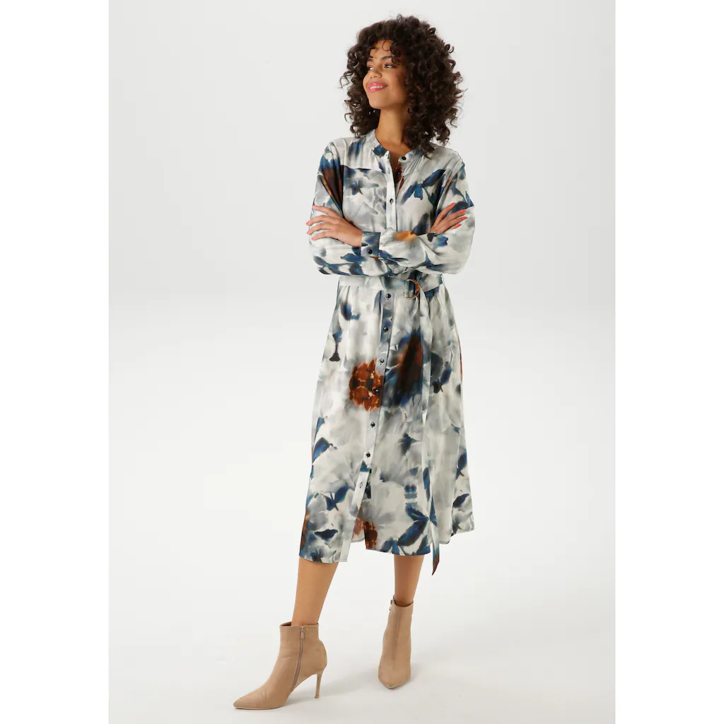 Aniston CASUAL Blusenkleid mit fantasievollem Blätterdruck im Batik-Dessin - NEUE KOLLEKTION