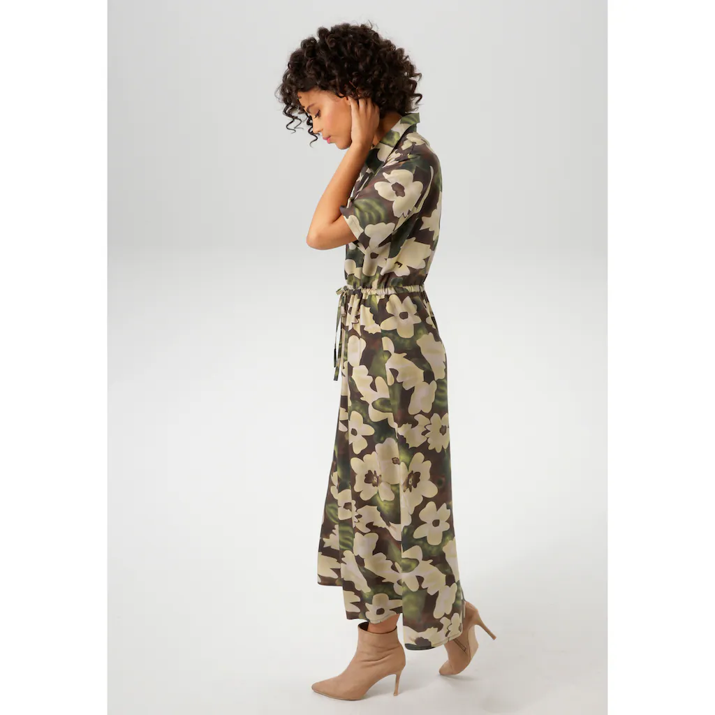 Aniston CASUAL Blusenkleid Mit Farbharmonischen Blumendruck Im Batikdessin - NEUE KOLLEKTION