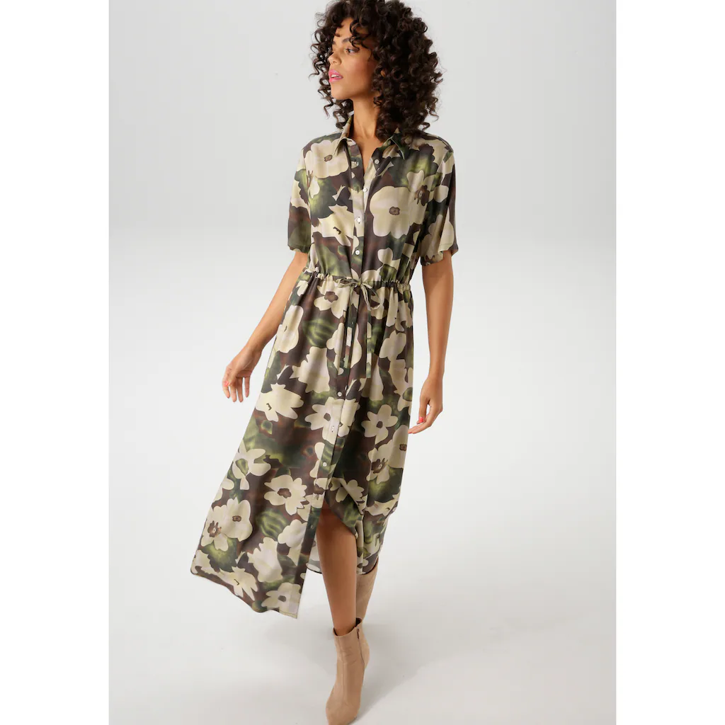 Aniston CASUAL Blusenkleid mit farbharmonischen Blumendruck im Batikdessin - NEUE KOLLEKTION