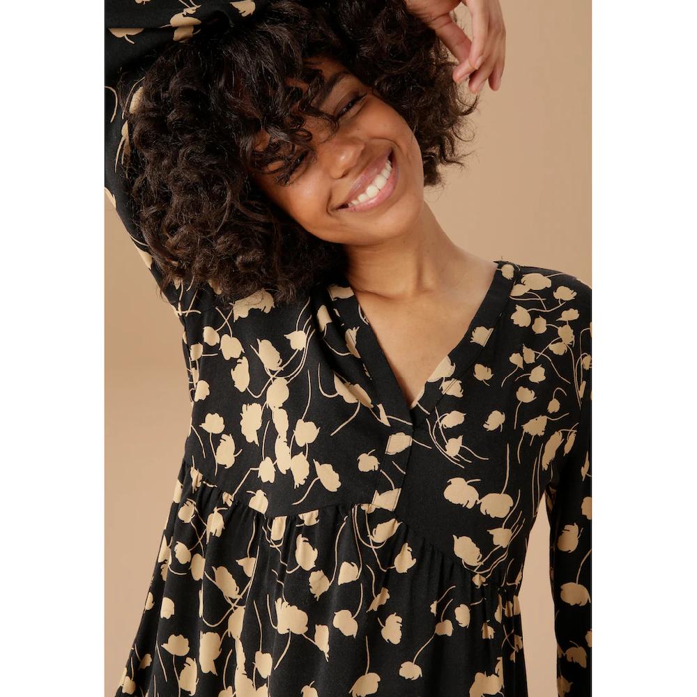 Aniston CASUAL Blusenkleid Mit Graphischem Blumendruck