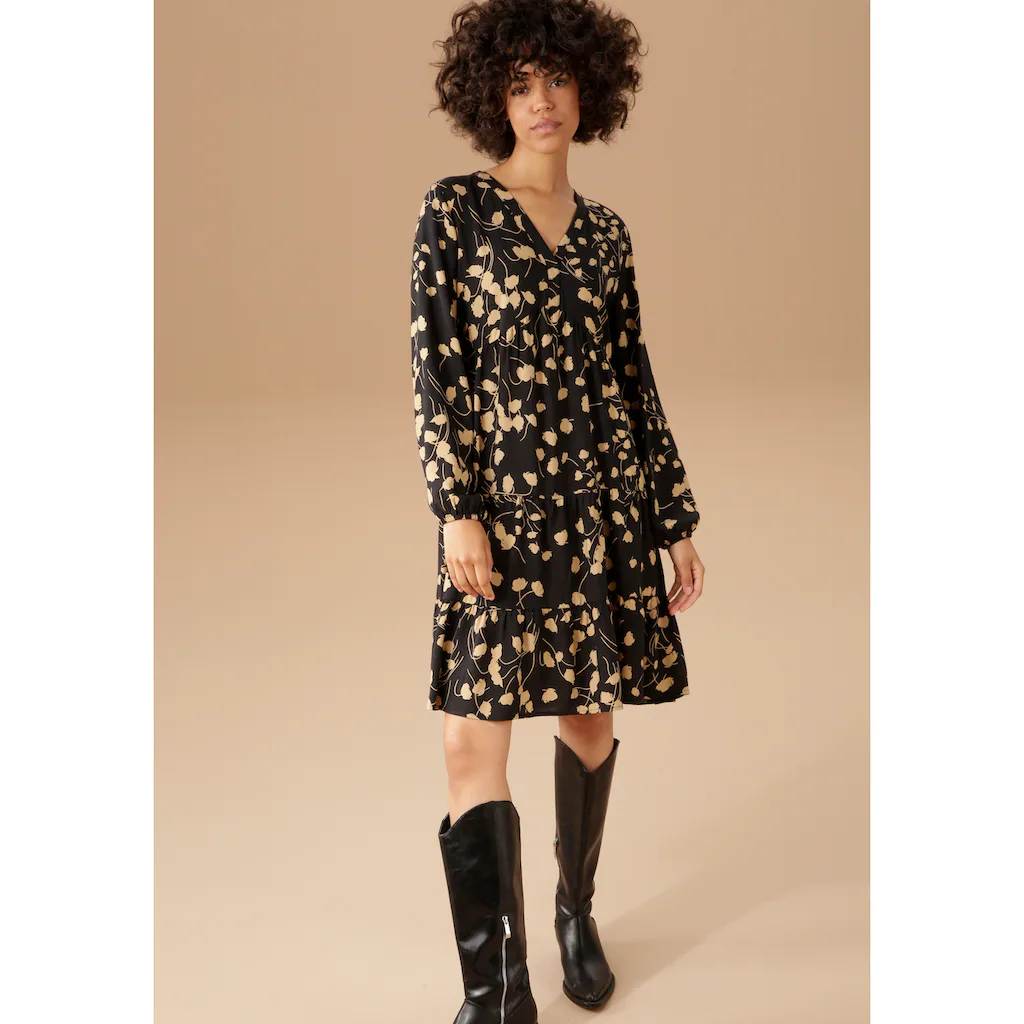 Aniston CASUAL Blusenkleid mit graphischem Blumendruck