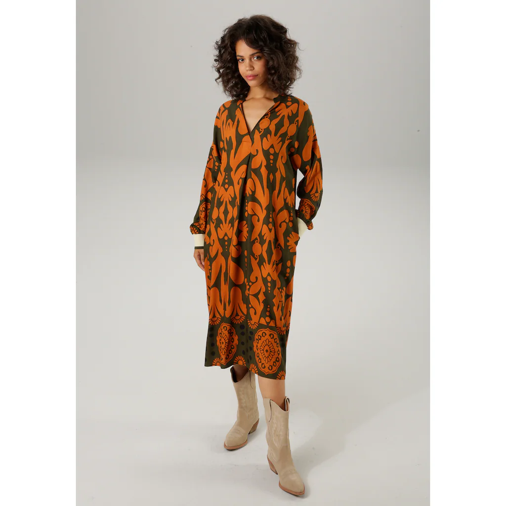 Aniston CASUAL Blusenkleid Mit Großflächigem Grafischen Druck