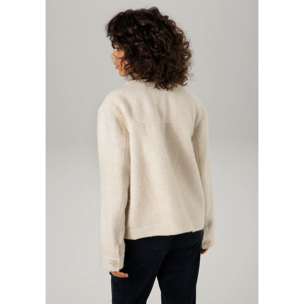 Aniston CASUAL Fleecejacke Mit Tonigen Knöpfen Zu Schließen