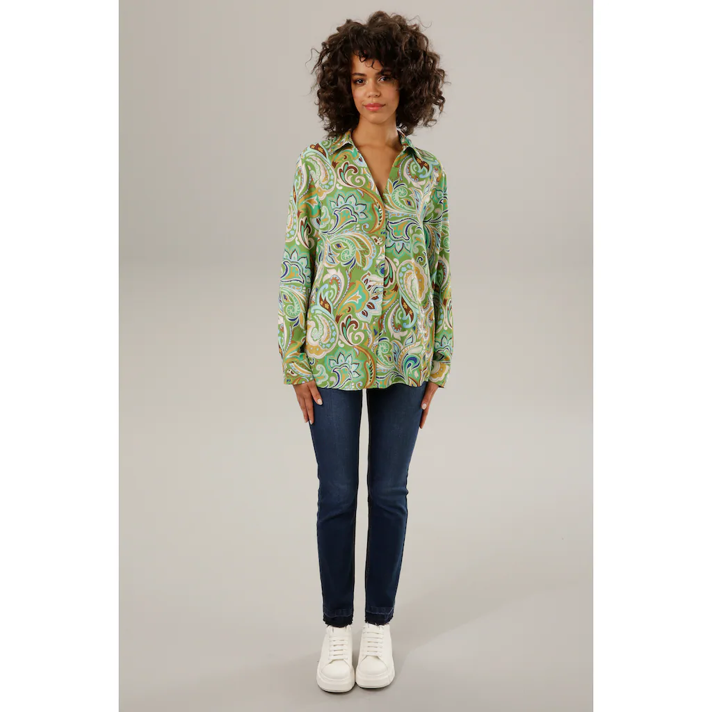 Aniston CASUAL Hemdbluse Graphische Paisley-Muster - Jedes Teil Ein Unikat
