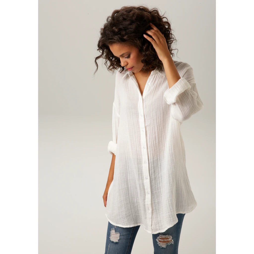 Aniston CASUAL Hemdbluse in trendiger Musselin-Qualität
