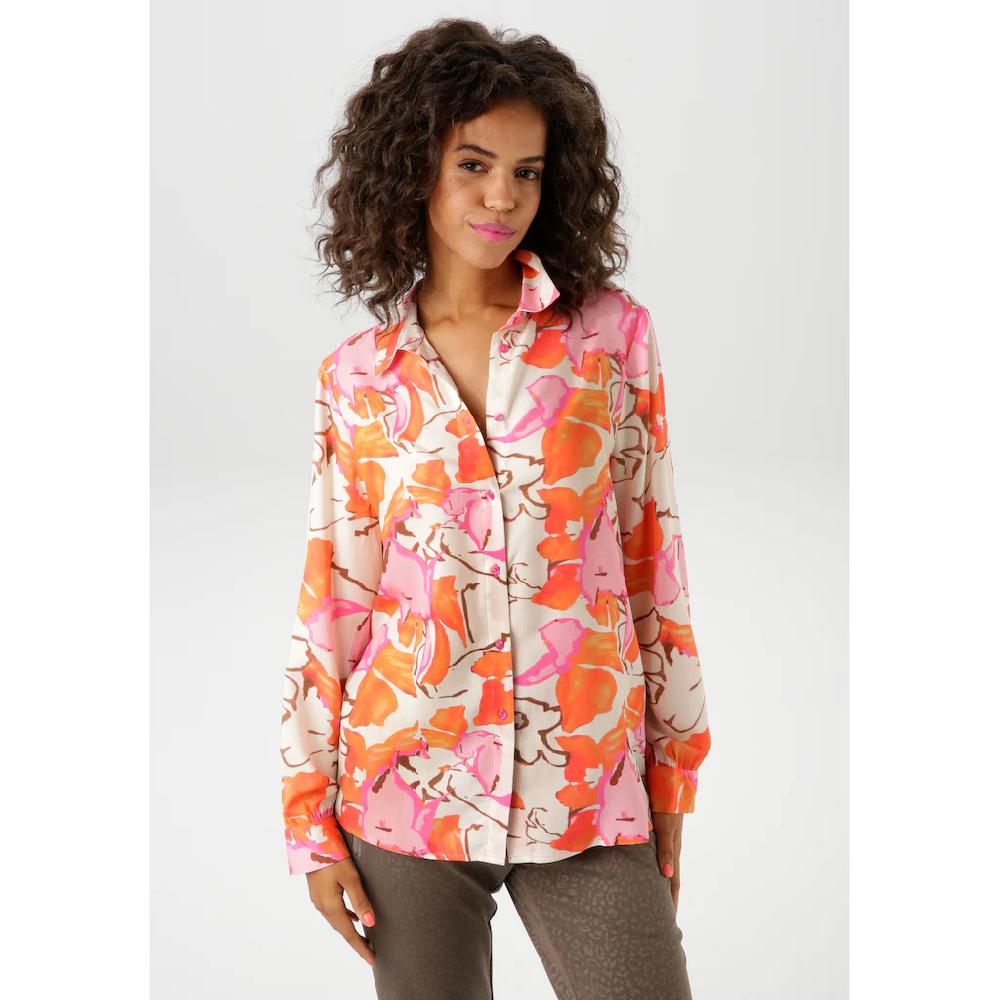 Aniston CASUAL Hemdbluse mir großflächigem grafischen Blumendruck - NEUE KOLLEKTION