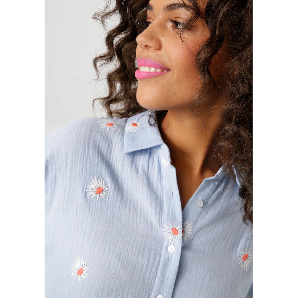 Aniston CASUAL Hemdbluse Mit Bezaubernden Blüten Bestickt - NEUE KOLLEKTION