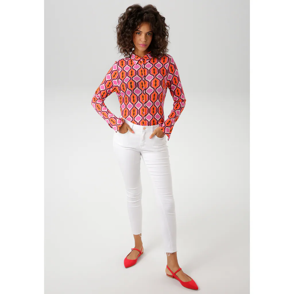 Aniston CASUAL Hemdbluse Mit Extravagantem Farbenfrohen Retro-Muster - NEUE KOLLEKTION
