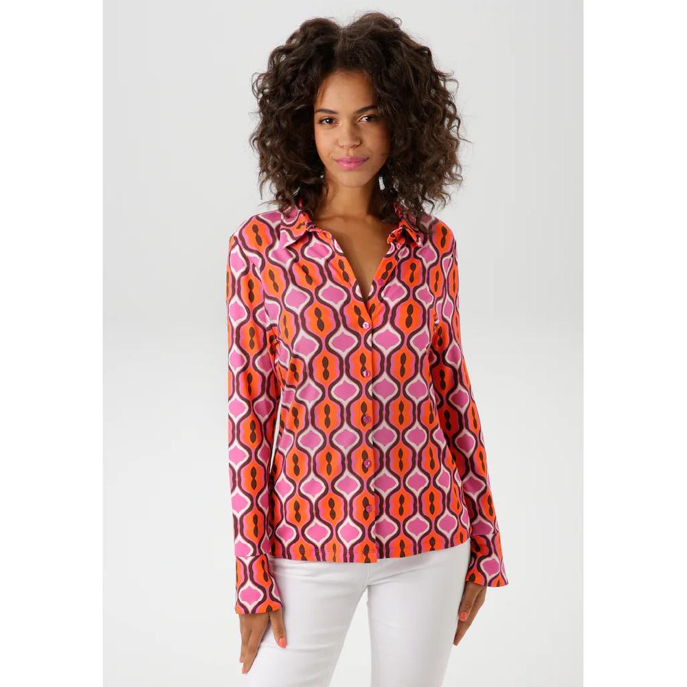 Aniston CASUAL Hemdbluse Mit Extravagantem Farbenfrohen Retro-Muster - NEUE KOLLEKTION