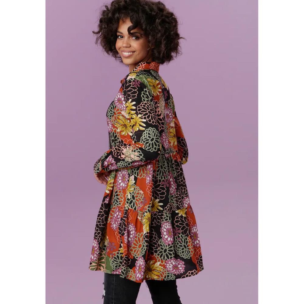 Aniston CASUAL Hemdbluse Mit Großflächigem Blütendruck - Jedes Teil Ein Unikat