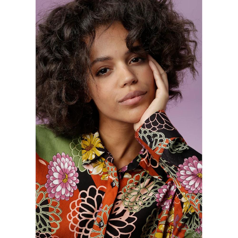 Aniston CASUAL Hemdbluse Mit Großflächigem Blütendruck - Jedes Teil Ein Unikat