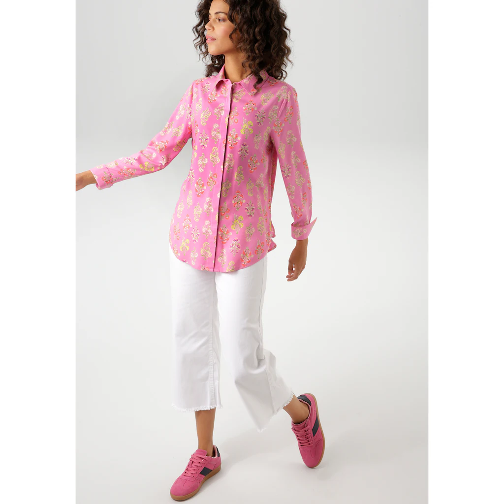 Aniston CASUAL Hemdbluse Mit Kunstvollem Farbharmonischen Blumendruck - NEUE KOLLEKTION