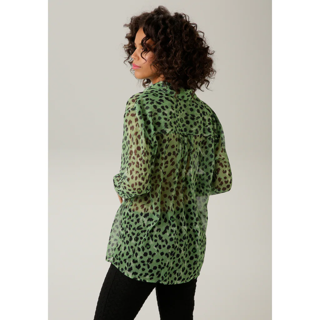Aniston CASUAL Hemdbluse Mit Trendfarbenem Animal-Print