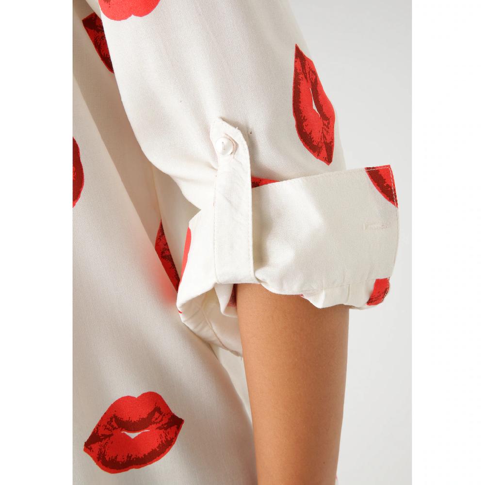 Aniston CASUAL Hemdbluse Mit Verführerischen Kussmündern Bedruckt - NEUE KOLLEKTION