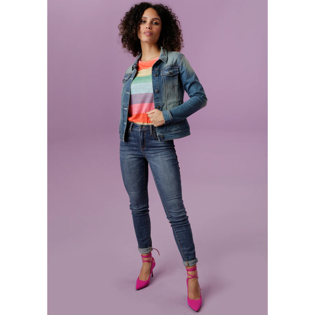 Aniston CASUAL Jeansjacke In Used-Waschung