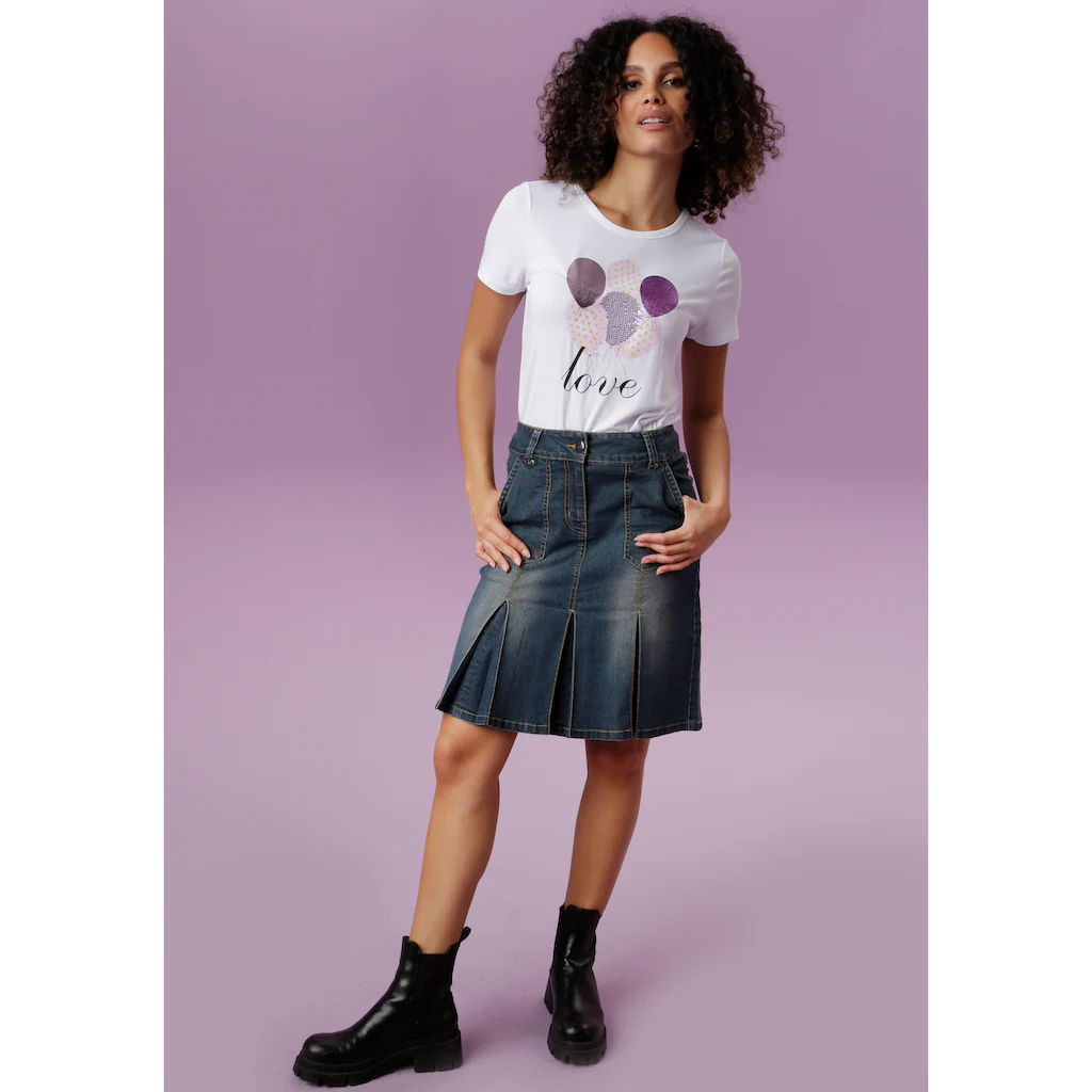 Aniston CASUAL Jeansrock Mit Eingelegten Falten