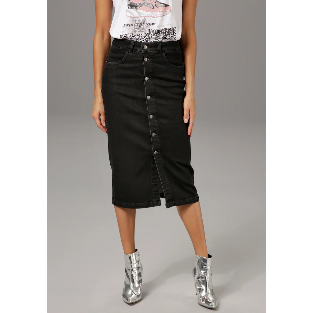 Aniston CASUAL Jeansrock mit Knopfverschluss