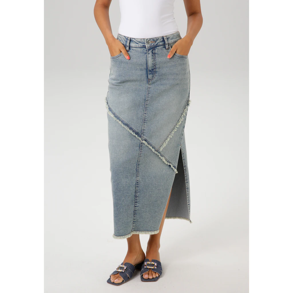 Aniston CASUAL Jeansrock mit raffiniertem Seitenschlitz - NEUE KOLLEKTION