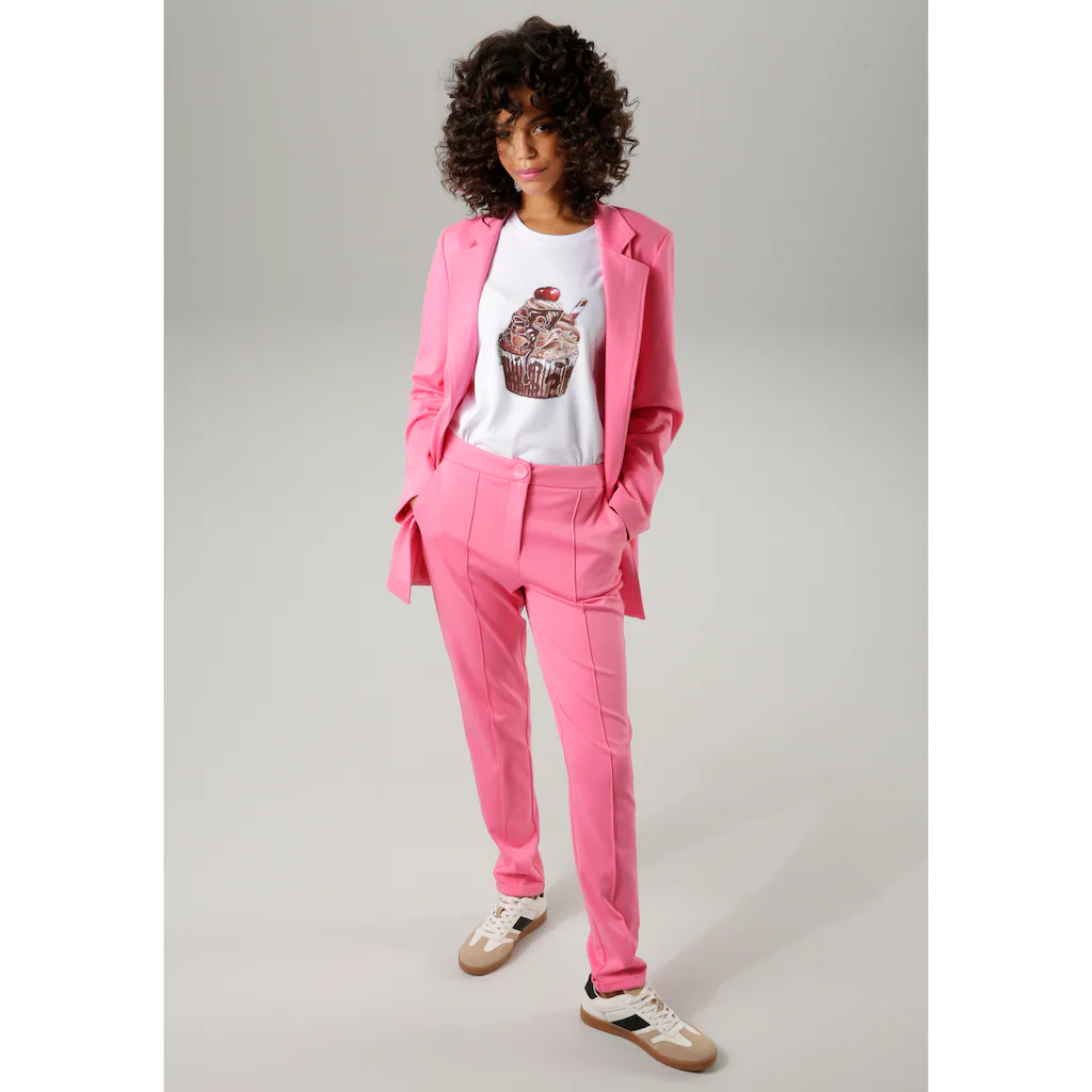 Aniston CASUAL Jerseyhose Mit Biesen Verziert