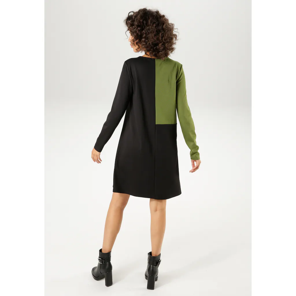 Aniston CASUAL Jerseykleid Mir Raffiniertem Farbeinsatz