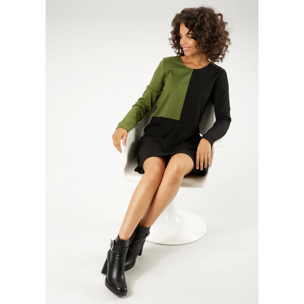 Aniston CASUAL Jerseykleid mir raffiniertem Farbeinsatz